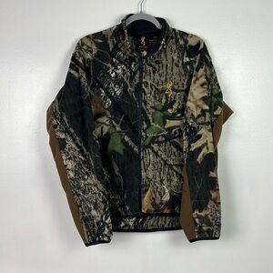 Browning Men Medium Camouflage Full Zipper Pockets Micro‎ Fleece